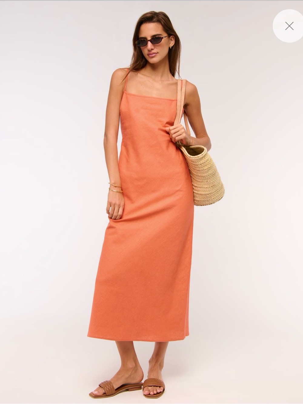 Abercrombie & Fitch Coral-Orange Midi Slip Dress